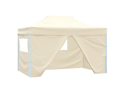 vidaXL Profesionálny skladací párty stan+4 steny 3x4 m, oceľ, krémový