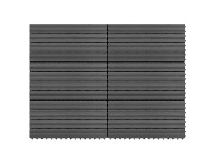 vidaXL WPC dlaždice 60x30 cm 6 ks, 1m², sivé