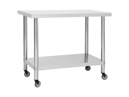 vidaXL Kuchynský pracovný stôl s kolieskami 100x45x85 cm nerezový