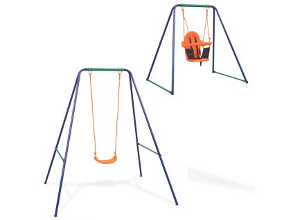 vidaXL Jednomiestna hojdačka a hojdačka pre batoľatá 2 v 1, oranžová