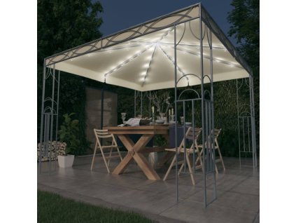 vidaXL Altánok s LED reťazou 300x300 cm, krémový