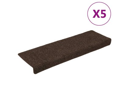 vidaXL Schodové rohože, samolepiace, 15 ks, 65x21x4 cm, hnedé, s obdĺžnikovým okrajom