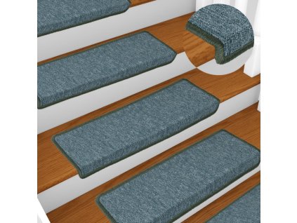 vidaXL Kobercové nášľapy na schody 15 ks 65x21x4 cm zelené