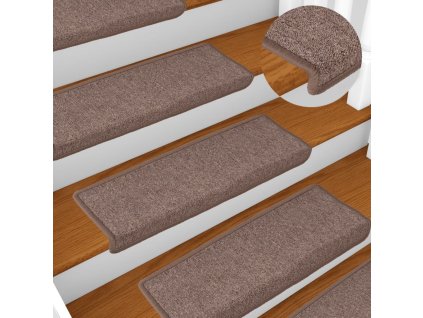 vidaXL Kobercové nášľapy na schody 15 ks 65x21x4 cm hnedé