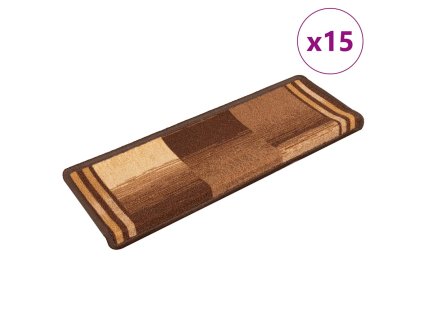 vidaXL Samolepiace nášľapy na schody 15 ks 65x21x4 cm hnedé