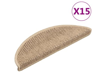 vidaXL Samolepiace nášľapy na schody 15 ks 56x17x3 cm pieskové