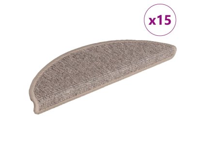 vidaXL Samolepiace nášľapy na schody 15 ks 56x17x3 cm tmavo-béžové