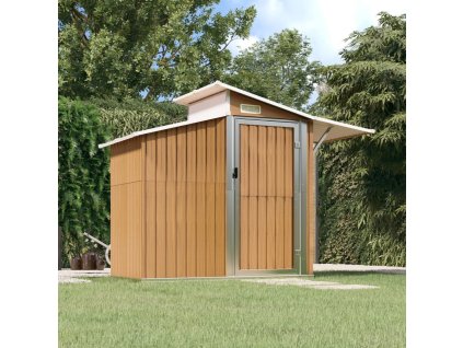 vidaXL Záhradná kôlňa hnedá 270x130x208,5 cm pozinkovaná oceľ