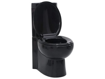 vidaXL Keramická toaleta/WC do kúpeľne, rohová, čierna