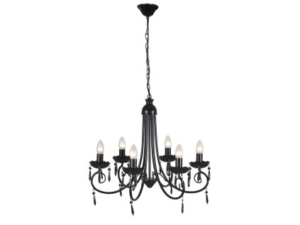 Visiaci luster, elegantný, čierny, 6 objímok na žiarovky