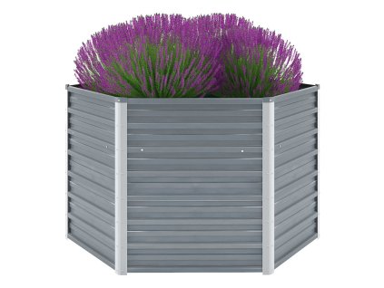 vidaXL Vyvýšený záhradný záhon, pozinkovaná oceľ 129x129x77 cm, sivý