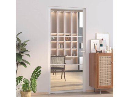 vidaXL Vnútorné dvere 93x201,5 cm biele ESG sklo a hliník