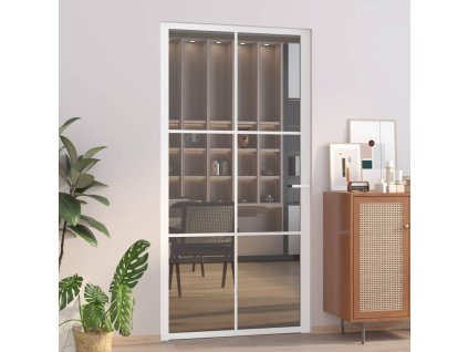 vidaXL Vnútorné dvere 102,5x201,5 cm biele ESG sklo a hliník