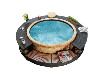 vidaXL Rám k vírivke, čierny, polyratan