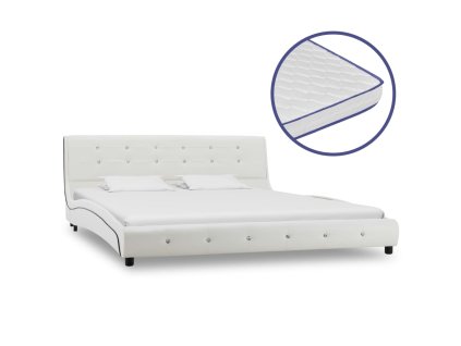 vidaXL Posteľ s matracom z pamäťovej peny biela 160x200 cm umelá koža