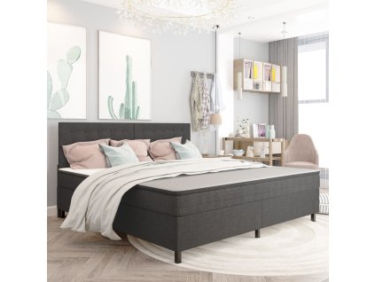 vidaXL Posteľ boxspring tmavošedá látková 200x200 cm