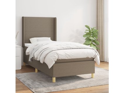 vidaXL Posteľný rám boxspring s matracom sivohnedý 90x190 cm látka