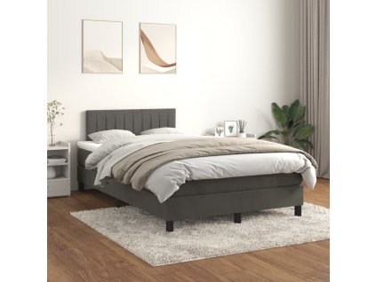vidaXL Posteľný rám boxspring s matracom tmavosivý 90x190 cm zamat