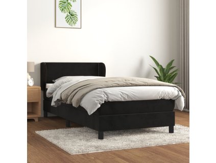 vidaXL Posteľný rám boxspring s matracom čierny 90x200 cm zamat