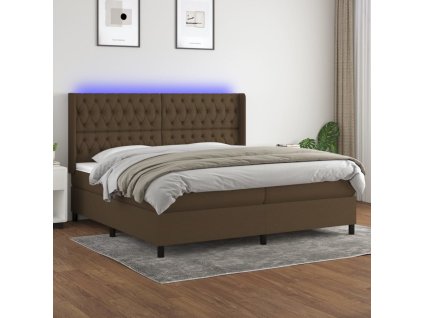 vidaXL Posteľ boxsping s matracom a LED tmavohnedá 200x200 cm látka