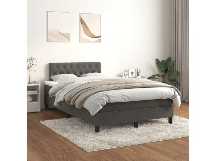 vidaXL Posteľný rám boxspring s matracom tmavosivý 90x190 cm zamat