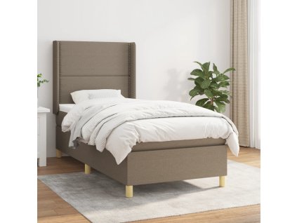 vidaXL Posteľný rám boxspring s matracom sivohnedý 90x190 cm látka