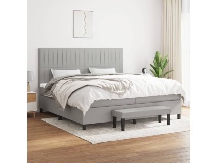 vidaXL Posteľný rám boxsping s matracom bledosivý 200x200 cm látka