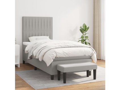 vidaXL Posteľný rám boxsping s matracom bledosivý 90x190 cm látka