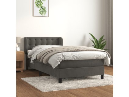 vidaXL Posteľný rám boxspring s matracom tmavosivý 90x190 cm zamat