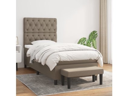 vidaXL Posteľný rám boxsping s matracom sivohnedý 80x200 cm látka