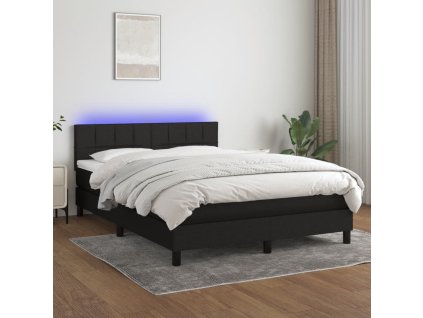 vidaXL Posteľ boxsping s matracom a LED čierna 140x190 cm látka