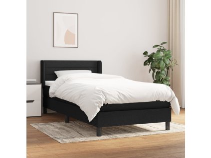 vidaXL Posteľný rám boxspring s matracom čierny 90x190 cm látka