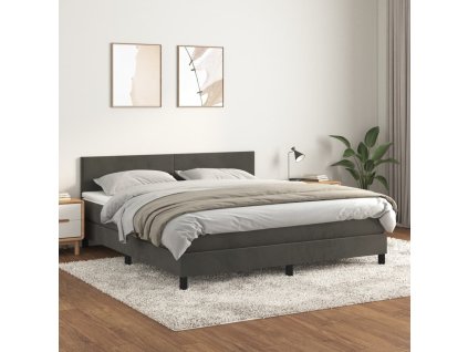 vidaXL Posteľný rám boxspring s matracom tmavosivý 180x200 cm zamat