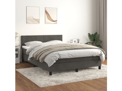 vidaXL Posteľný rám boxspring s matracom tmavosivý 140x190 cm zamat