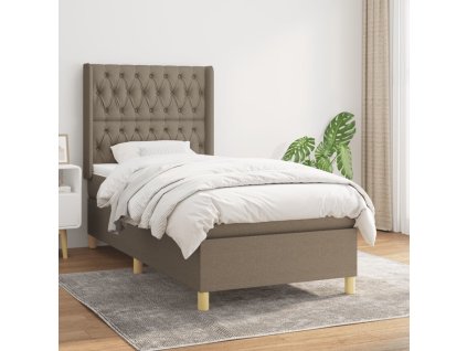 vidaXL Posteľný rám boxspring s matracom sivohnedý 90x190 cm látka