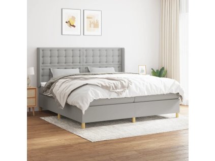 vidaXL Posteľný rám boxsping s matracom bledosivý 200x200 cm látka