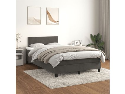vidaXL Posteľný rám boxspring s matracom tmavosivý 90x190 cm zamat