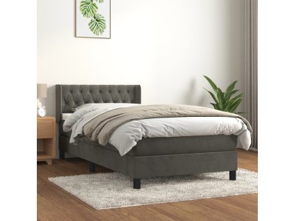 vidaXL Posteľný rám boxspring s matracom tmavosivý 90x190 cm zamat