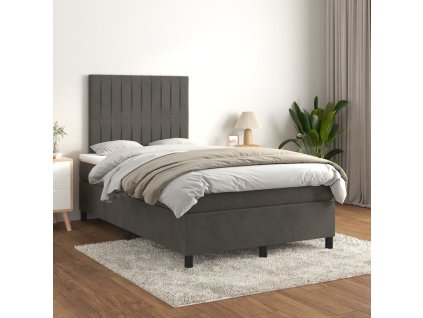 vidaXL Posteľný rám boxspring s matracom tmavosivý 90x190 cm zamat