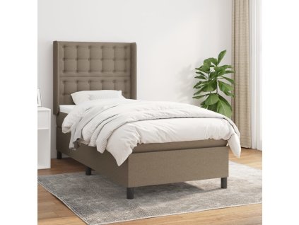 vidaXL Posteľný rám boxspring s matracom sivohnedý 90x190 cm látka
