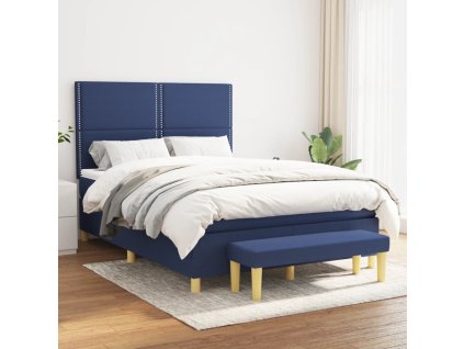 vidaXL Posteľný rám boxspring s matracom modrý 140x200 cm látka
