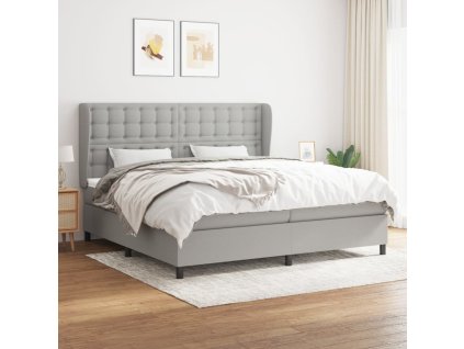 vidaXL Posteľný rám boxsping s matracom bledosivý 200x200 cm látka