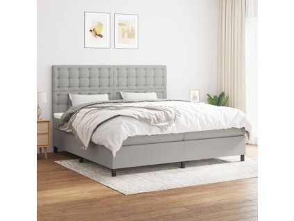 vidaXL Posteľný rám boxsping s matracom bledosivý 200x200 cm látka