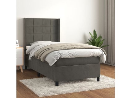 vidaXL Posteľný rám boxspring s matracom tmavosivý 80x200 cm zamat