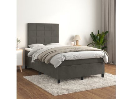 vidaXL Posteľný rám boxspring s matracom tmavosivý 90x190 cm zamat