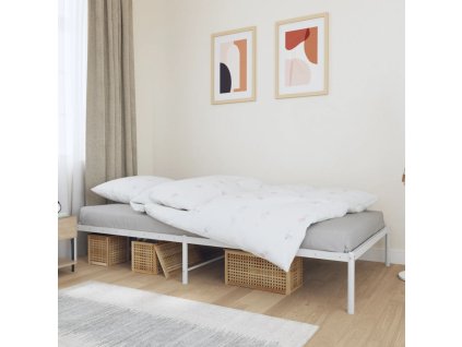 vidaXL Kovový posteľný rám biely 107x203 cm