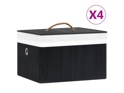 vidaXL Bambusové úložné boxy 4 ks čierne