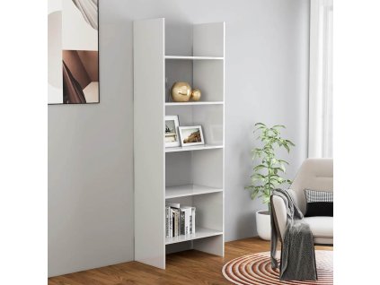 vidaXL Knižnica, lesklá biela 60x35x180 cm, kompozitné drevo