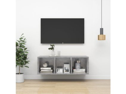 vidaXL Nástenná TV skrinka, betónovo sivá 37x37x107cm kompozitné drevo