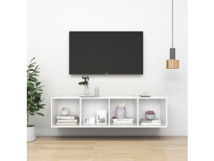 vidaXL Nástenná TV skrinka, biela 37x37x142,5 cm, kompozitné drevo